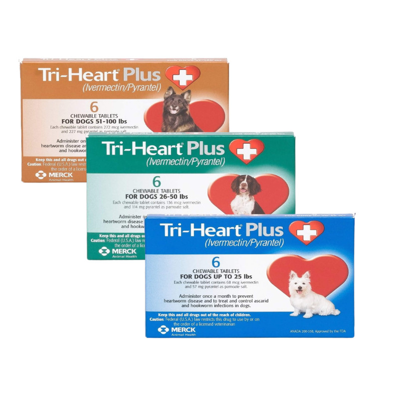 TriHeart Plus (IvermectinPyrantel) Chewables for Dogs Pet VM